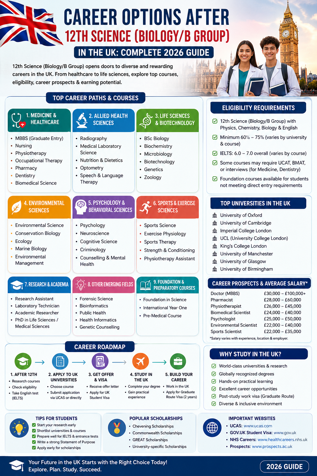 # Career Options After 12th Science (Biology/B Group) in the UK: Complete 2026 Guide